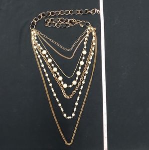 7 Strand Burish Gold-Tone Necklace